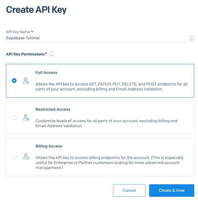 create API key dialog screenshot