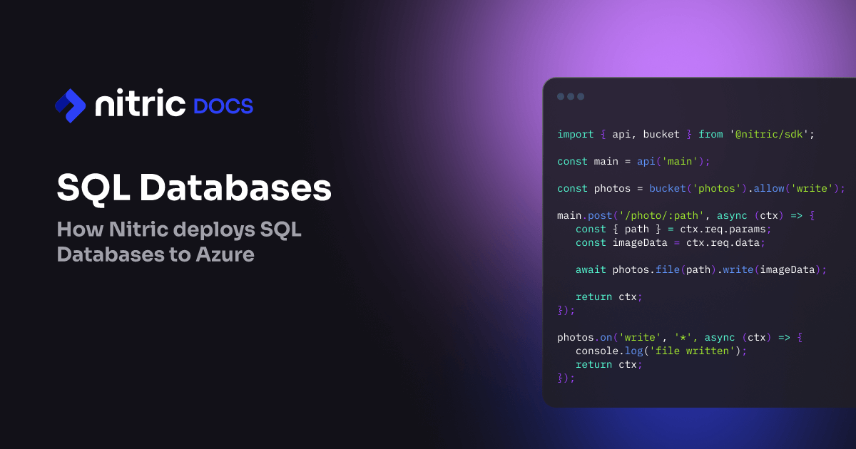 Providers: SQL Databases | Nitric Documentation