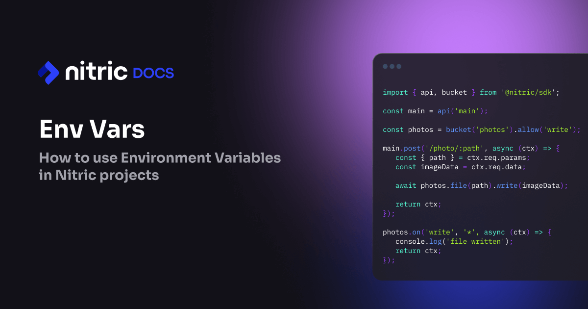 Reference: Env Vars | Nitric Documentation