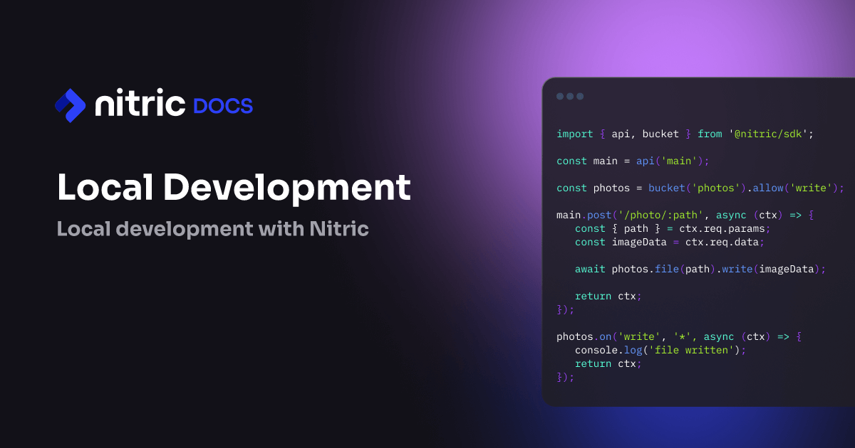 Get Started: Local Development | Nitric Documentation