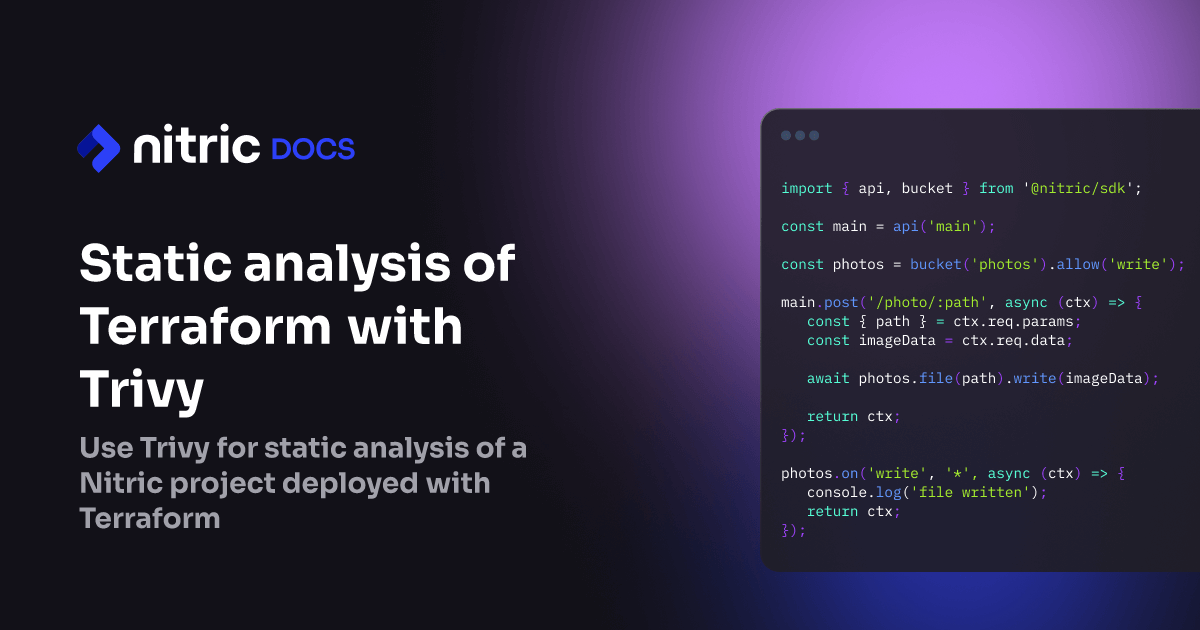 Guides: Static analysis of Terraform with Trivy | Nitric Documentation