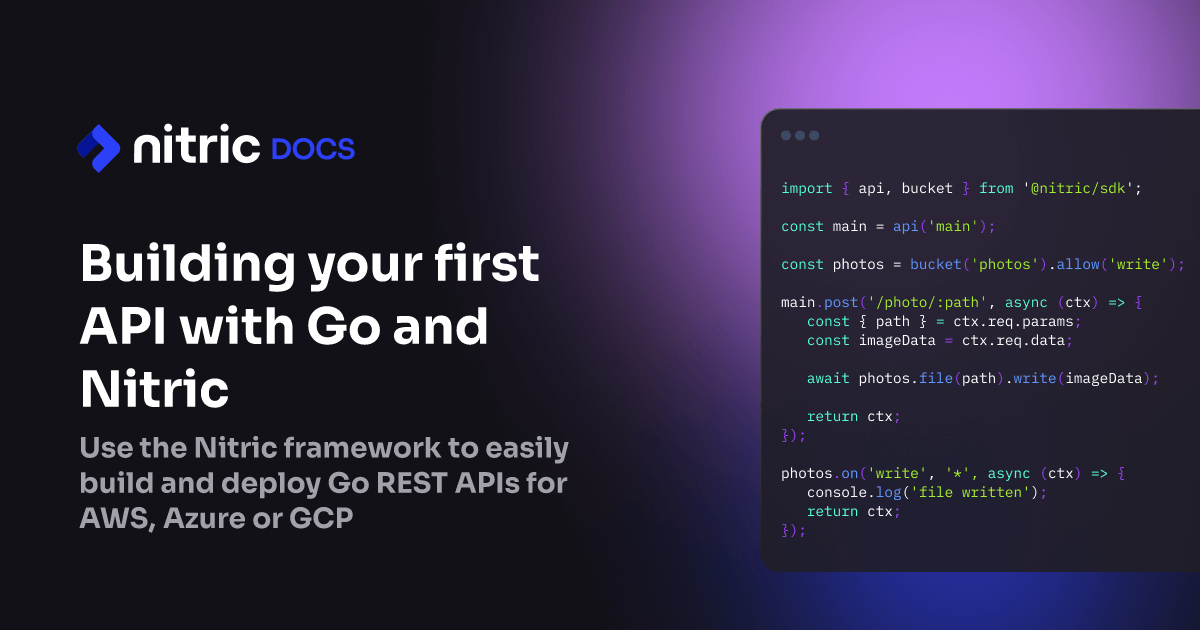 Guides: Building your first API with Go and Nitric | Nitric Documentation