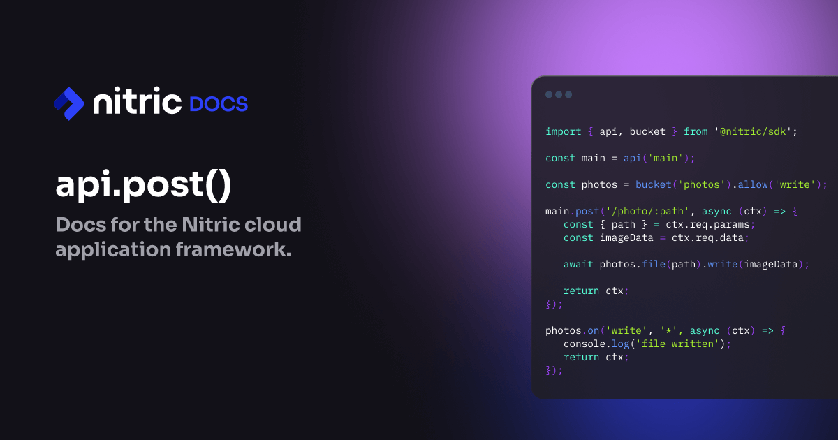 Dart: api.post() | Nitric Documentation