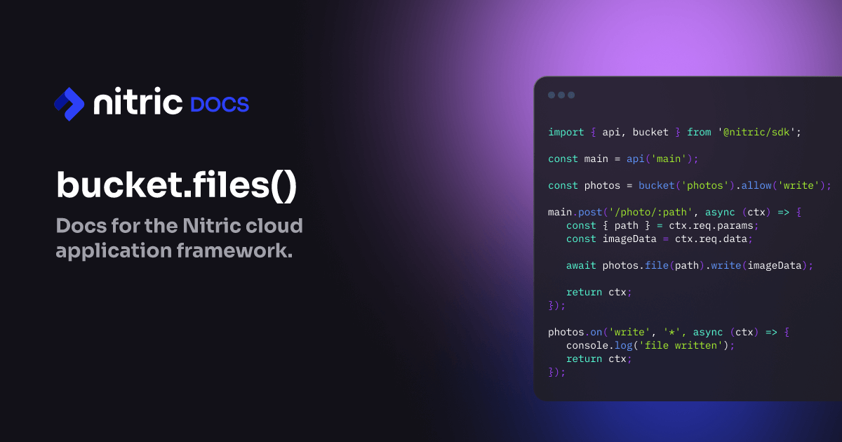 Python: bucket.files() | Nitric Documentation