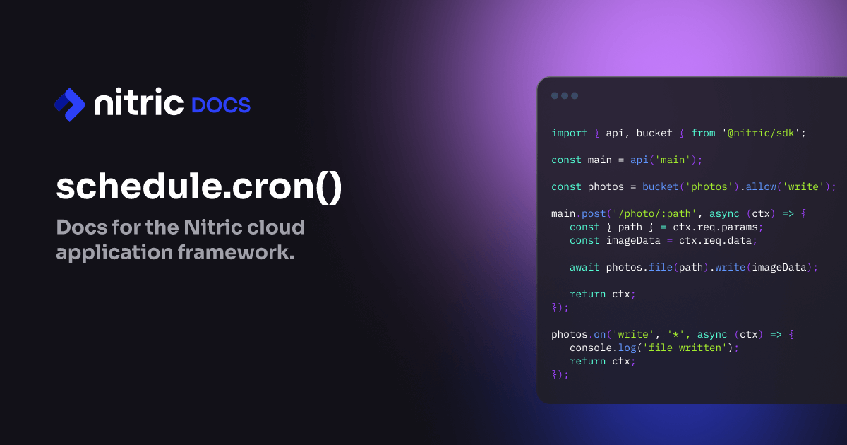Node.js: schedule.cron() | Nitric Documentation
