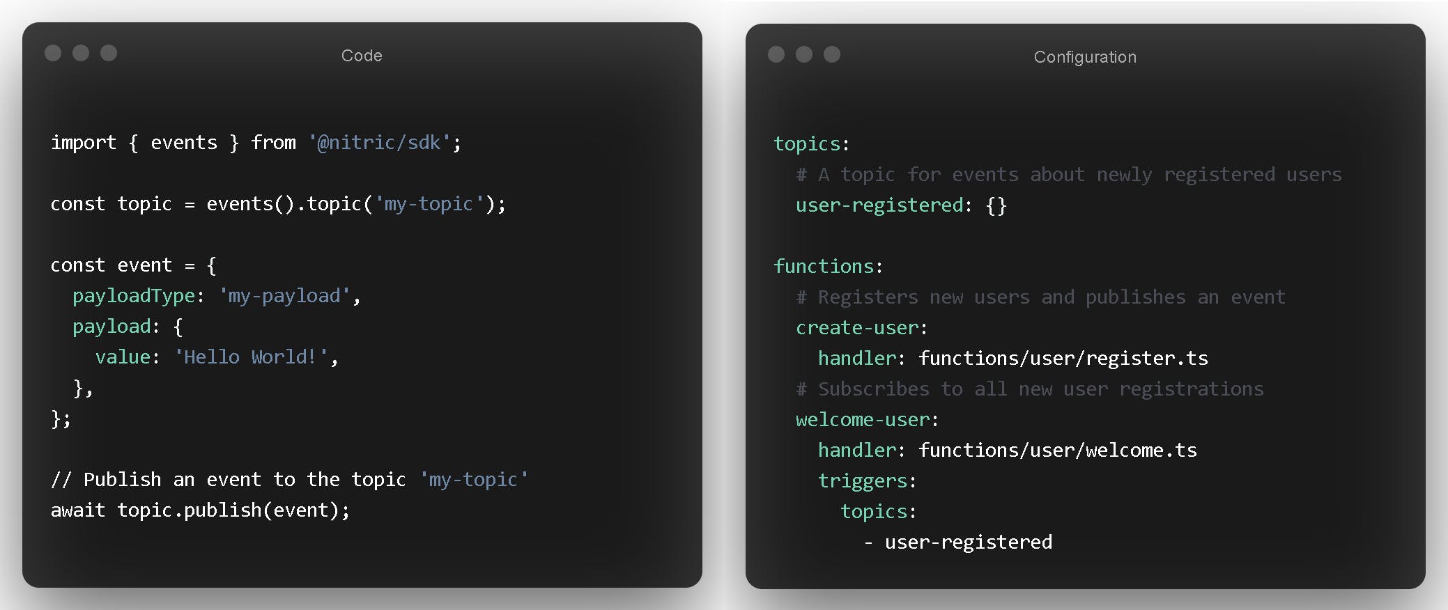 code and configuration example